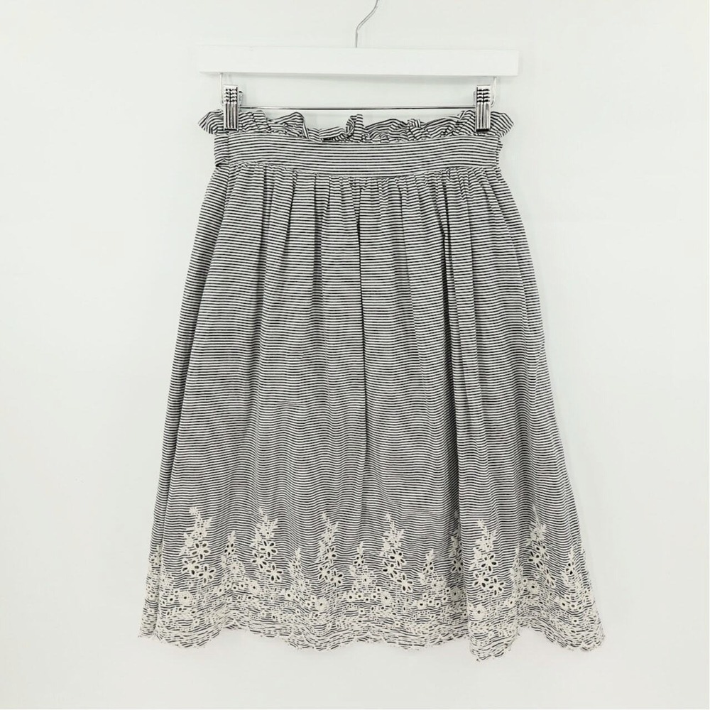 Womens Eyelet Skirt Small Blue Striped Floral Bow Nautical‎ Coquette Soft Girl